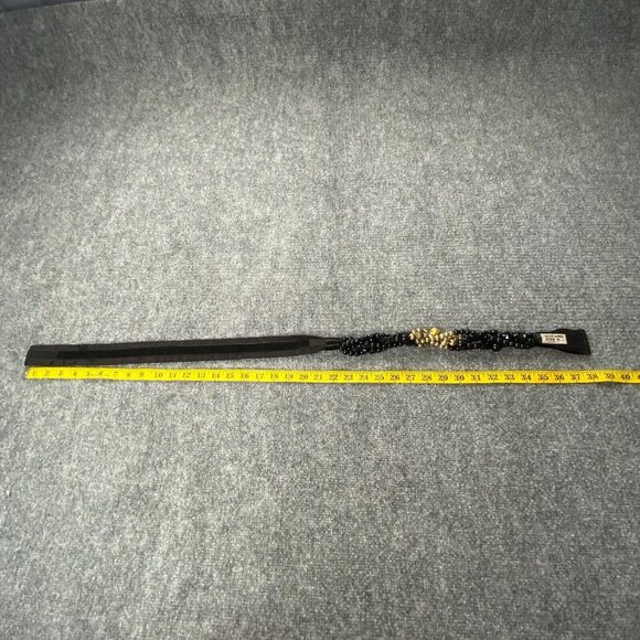 Vtg Carolyn Tanner Belt Beaded Black Gold Braided Adjustable Small Medium 90s‎ - Picture 10 of 14